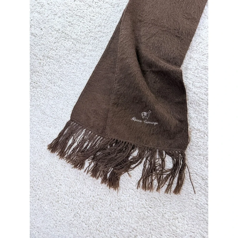 Alpaca Camargo Scarf Unisex OS Brown 100% Alpaca Wool Made in Peru Llama